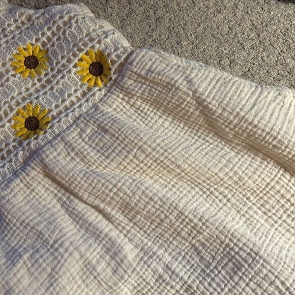 Btween Girls Sunflower Embroidered Cream Dress - Picture 5 of 10